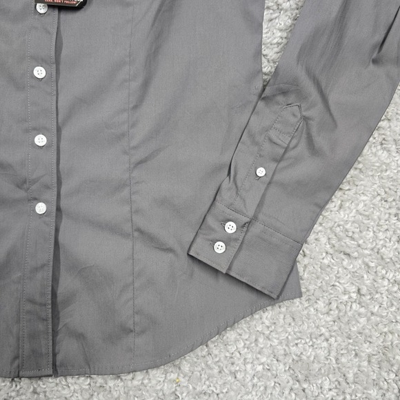 Cinch Shirt Womens M Gray Amberley Button Up Long Sleeve Logo Western Cowgirl - Picture 2 of 10